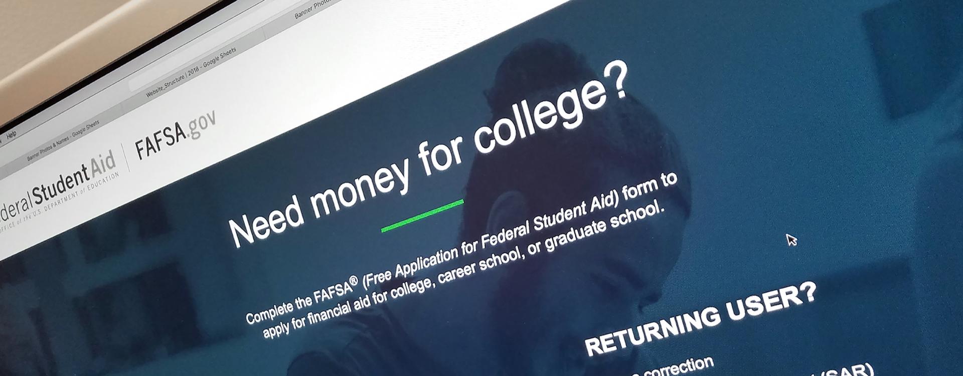text on website that says need money for college?